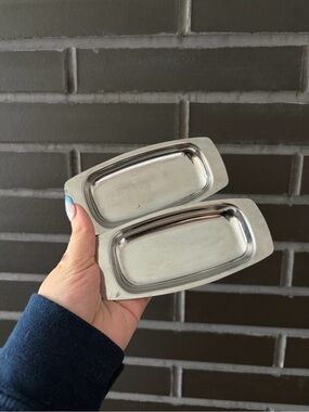 2 vintage silver jewelry dishes